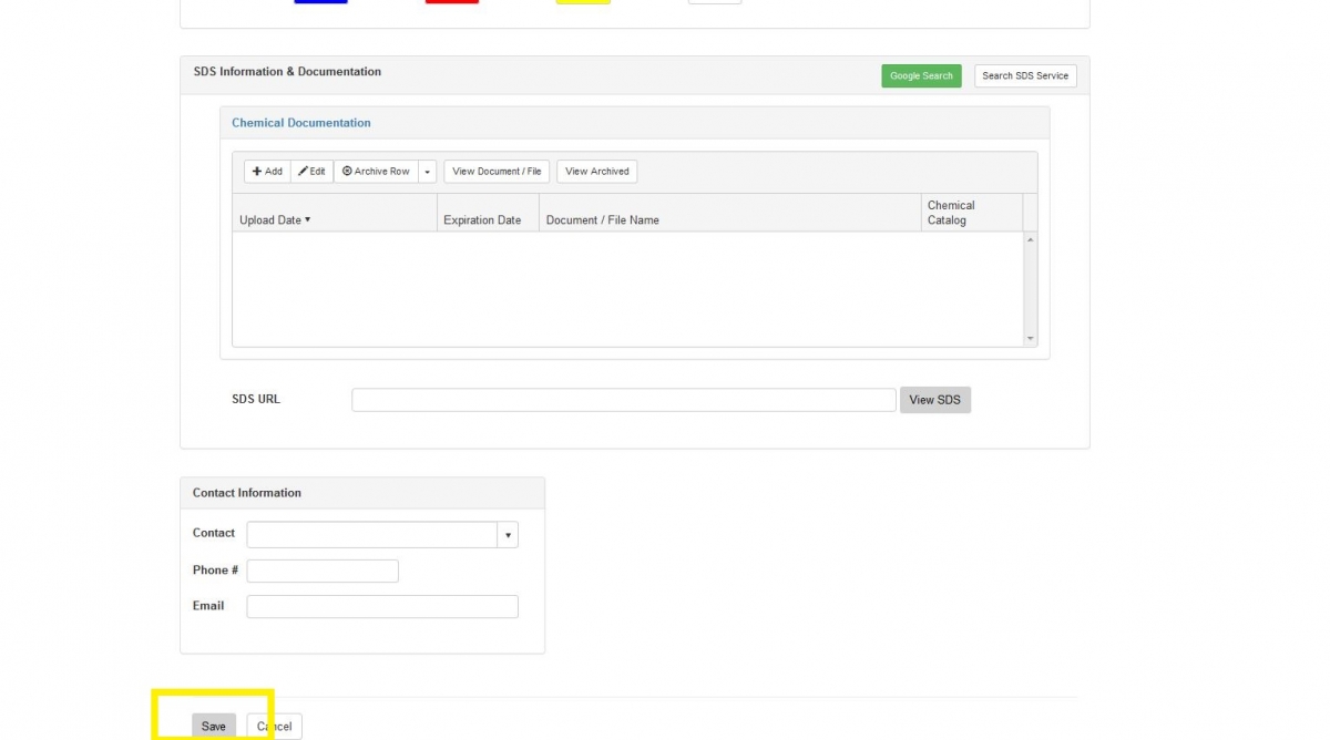 Applied barcode on your container(s) and submit by a "Save" button (scroll down to a bottom page).