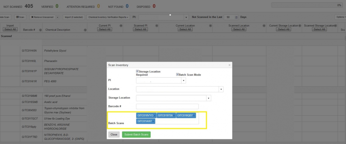 Continue scanning. With your next scans, you notice your scanned barcodes added to the “Batch Scans” field.