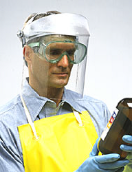 face shield over safety glasses